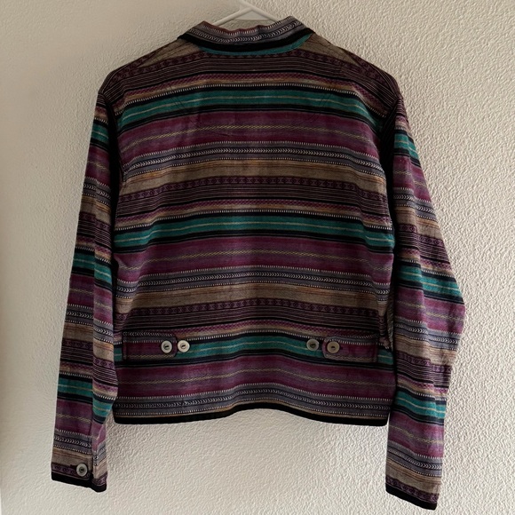 VTG LL Bean 90s Womens Small Multicolored Striped Woven Tapestry Crop Jacket‎ - Picture 2 of 7